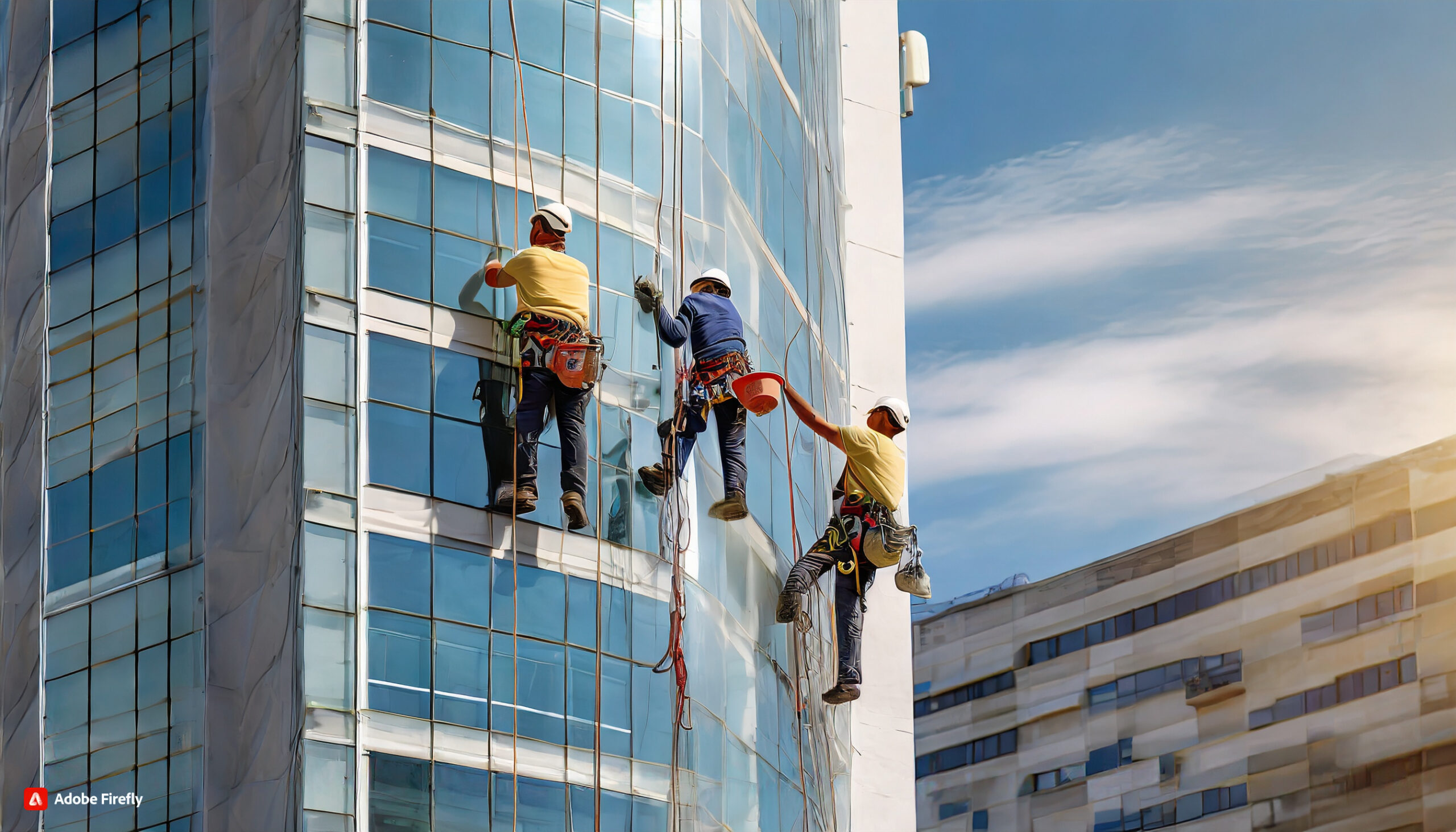 Treballs verticals de manteniment en edifici d'oficines
